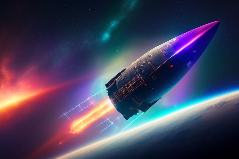 lanky-kudu895: Draw a realistic space rocket floating freely in space ...