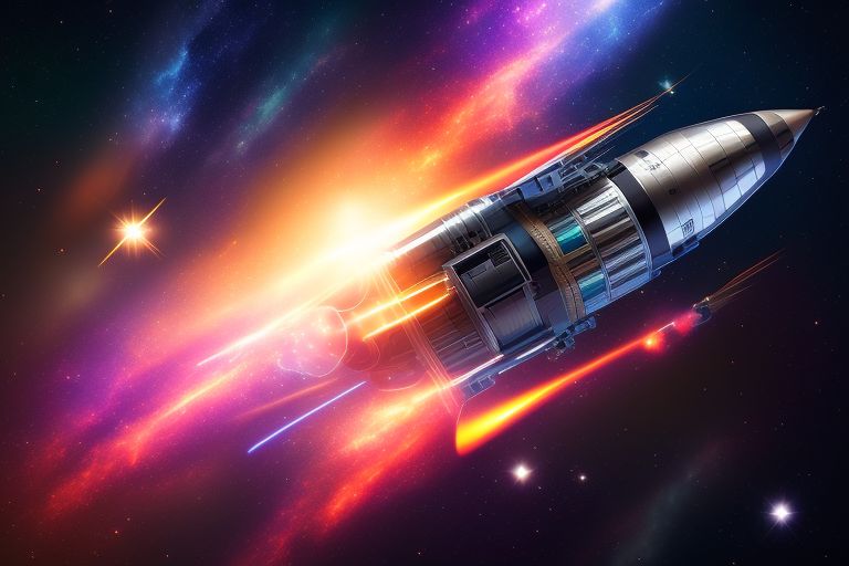 lanky-kudu895: Draw a realistic space rocket floating freely in space ...