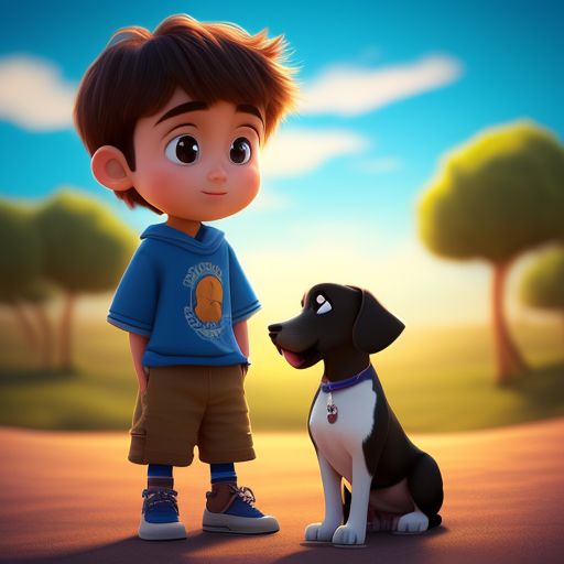 Boy and dog deals cartoon