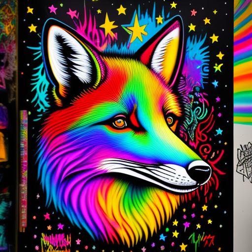 ornate-gnu88: Lisa frank red fox with unicorn horn and rainbow and stars