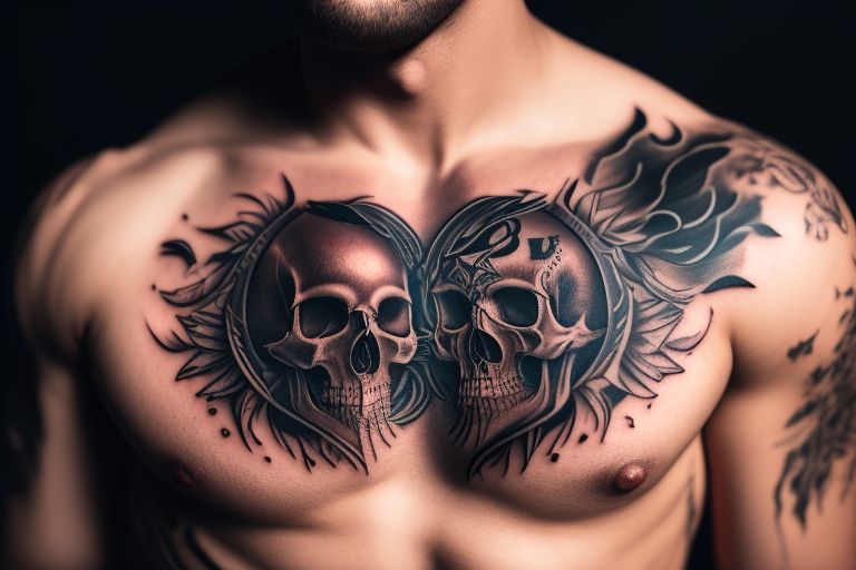 Skull Chest Piece Tattoo