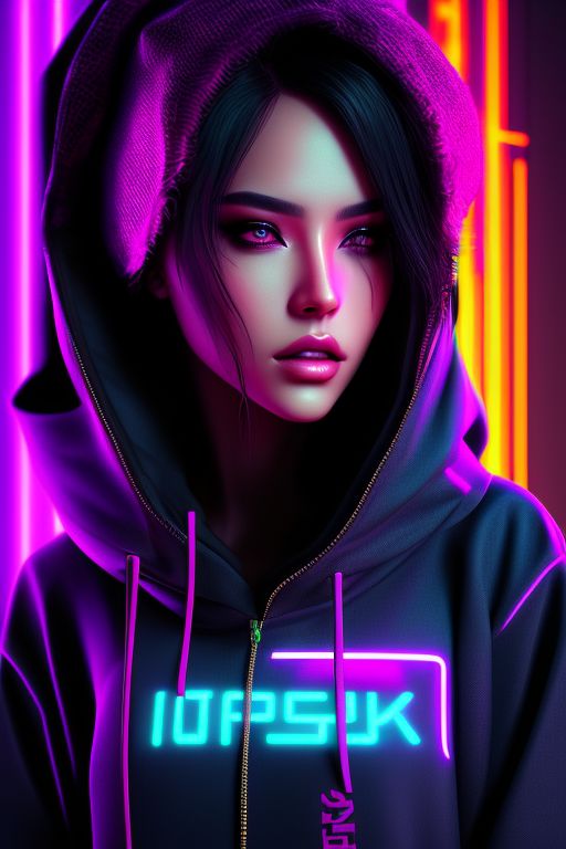 Cris: Cyberpunk urban city girl cool oversize hoodie swag neon