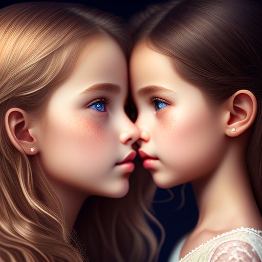 Two young girls kissing libs