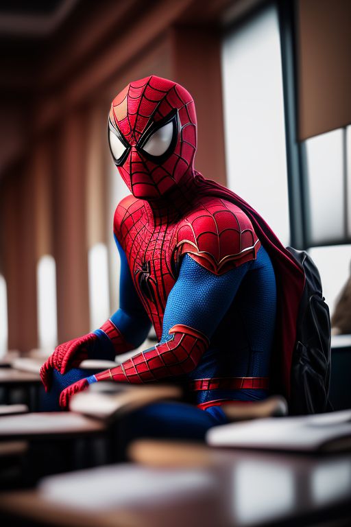 vast-ape486: spiderman as a teacher explains lessons in classroom