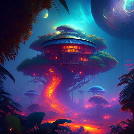 Milesrote: Psychedelic Jungle From The Future With An Epic Treehouse