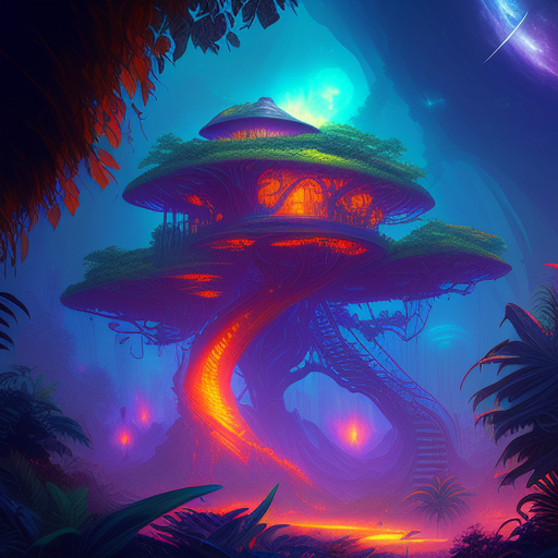 milesrote: Psychedelic jungle from the future with an epic treehouse