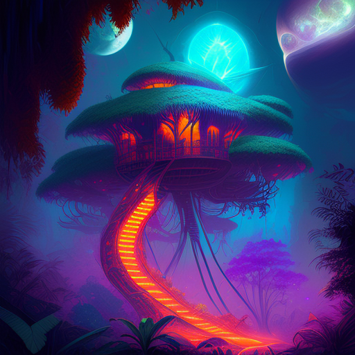 milesrote: Psychedelic jungle from the future with an epic treehouse