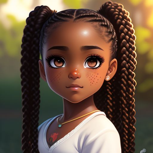 3D Girl Anime Graphic with Detailed Red Braided Hair · Creative Fabrica