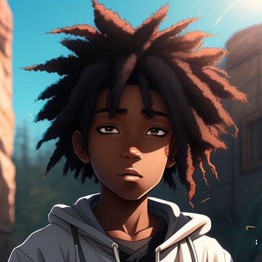 anime black man really dark skin dreadlocks brown  OpenArt