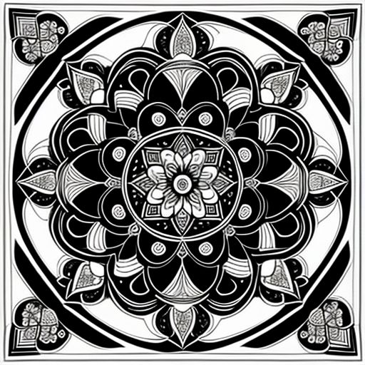 grim-termite247: black and white outline coloring page of quilting pattern