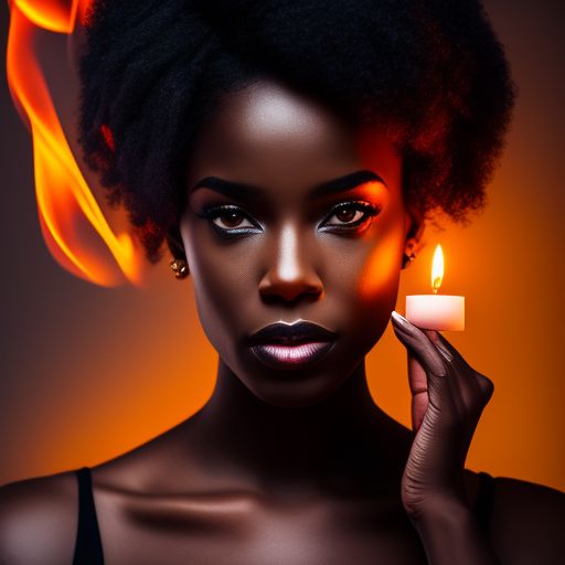 regal-marten696: black woman with a candle flame inside her head