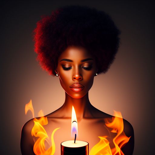 regalmarten696 black woman with a candle flame within her brain