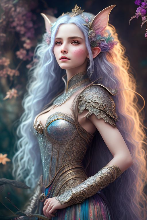 elf woman, mature, long wavy silver hair, arcane jinx, bayonet, art nouveau, rpg, faerie tale, goddess, Photography, powerfull colors, Modern, Fantasy concept art, 32k resolution, best quality, Masterpiece, Natural light, Insanely detailed, 8k resolution, Fantasy art, Detailed painting, Hyper Realism, Photorealistic, by carguilar, beautiful detailed intricate, Insanely detailed, natural skin, soft impressionist perfect composition, award-winning photograph, Kids story book style, Muted colors, Watercolor style