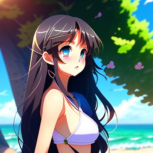 unsung-snake17: anime girl full body no clothes at the beach