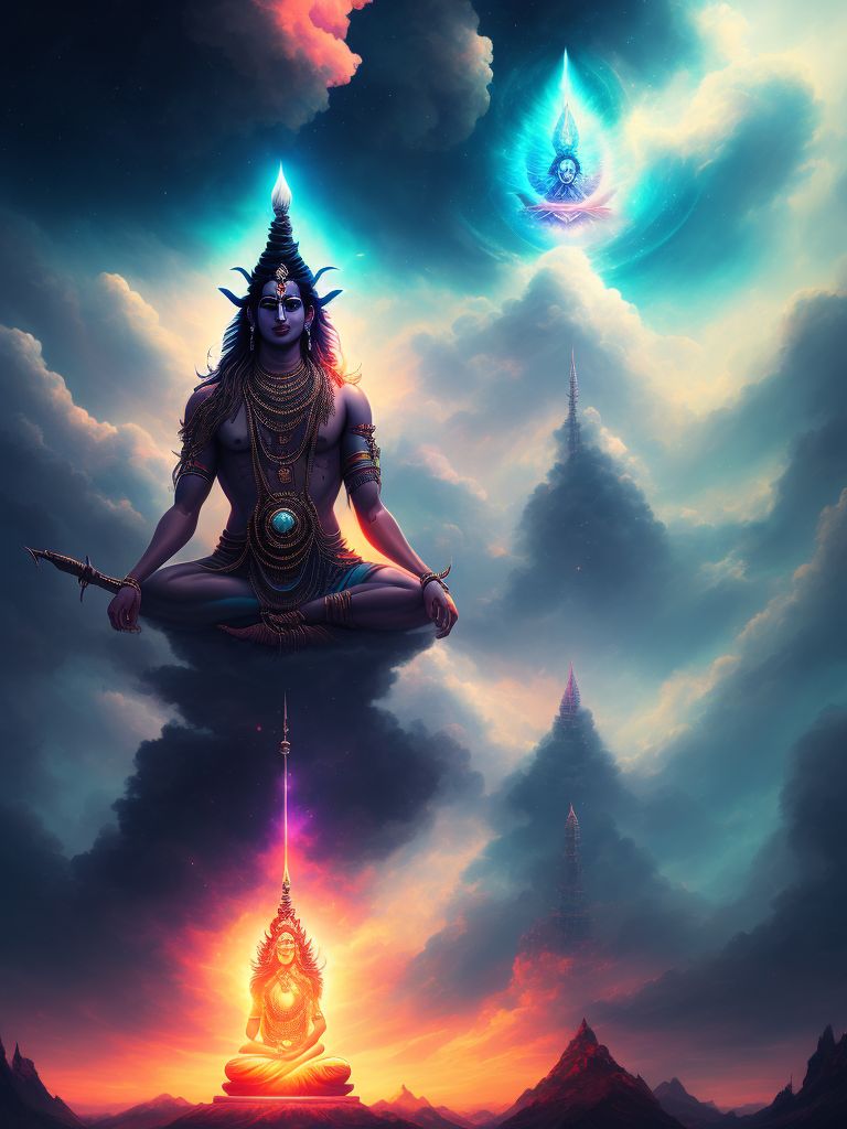 stained-boar998: Lord Shiva doing meditation in cloud, sky, and in ...