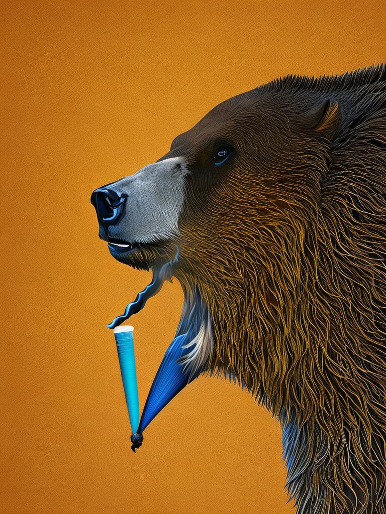 muddy-chough429: nouveau style portrait a grizzly bear smoking cigarette and drinking red wine
