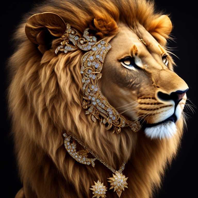 Fierce Lion Pendant Necklace in Gold