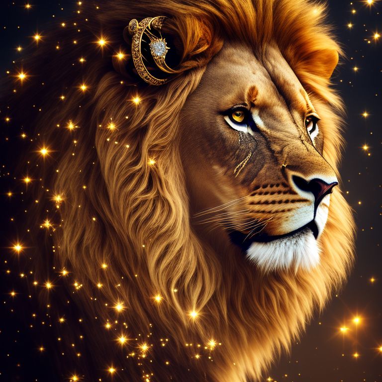Fierce Lion Pendant Necklace in Gold