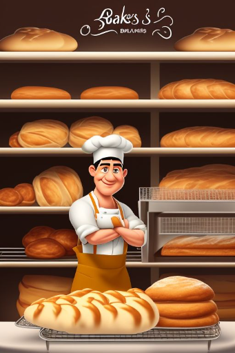 LOUVARY: cartoon-style 3d animation A strong baker avatar in a bakery ...