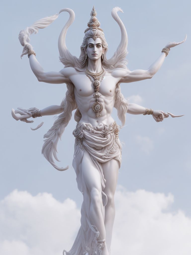Blue Hindu God With Many Arms