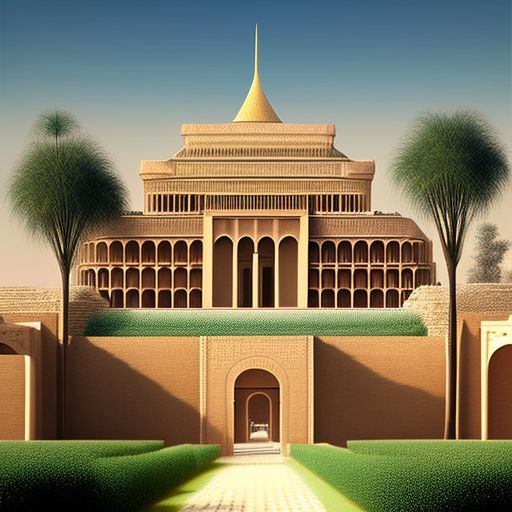 royal-heron455: Babylonian era imperial palace. Standing in the Babylonian  City with a lot of palms and mesopotamian trees