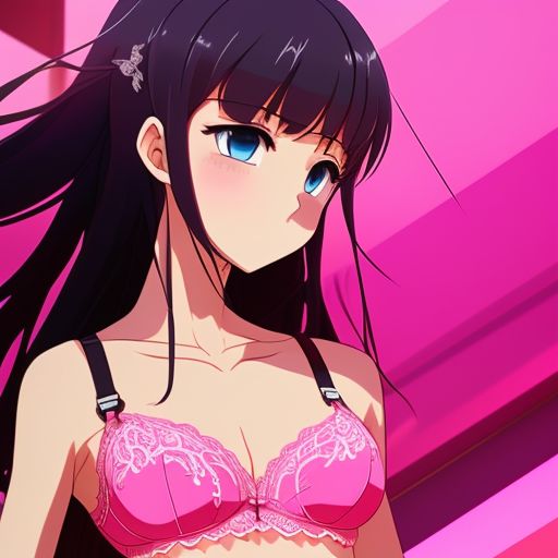 expert-hare561: Thin Anime highschool girl wearing pink lacy bra