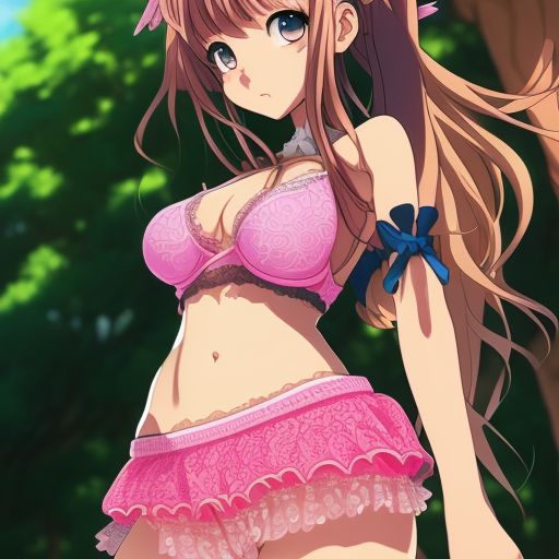 expert-hare561: Anime girl wearing pink bra and underwear