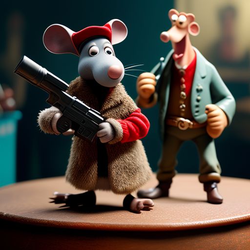Cash Rat holding a gun pointed at a man