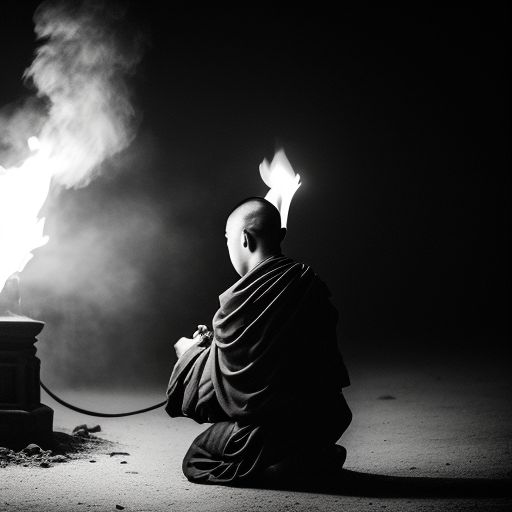 buddhist monk on fire