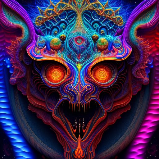 trippy cool weird art of monsters, Surreal, Psychedelic, Abstract, Glowing, otherworldly, Intricate details, Digital art, art by alex grey, Trending on Artstation, sharp focus.