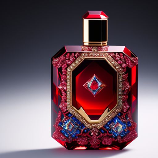 Blue and red online perfume bottle