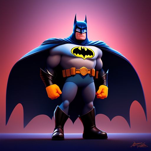 drafty-shrew643: Batman smallfoot, standing centered, Pixar style, 3d  style, Disney style, 8k, Beautiful