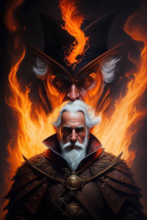D&D portrait of, A relentless wizard of the flames
, fantasy d&d style, Rim lighting, perfect line quality, high pretty realistic quality oil painting, art by norman rockwell, Centered, dark outlines, perfect white balance, color grading, 16K, Dynamic pose, Sharp, Sharp edges