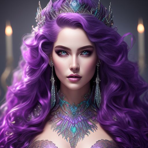 The.COOL-Choco: Mermaid queen with flowing violet hair and intricate ...