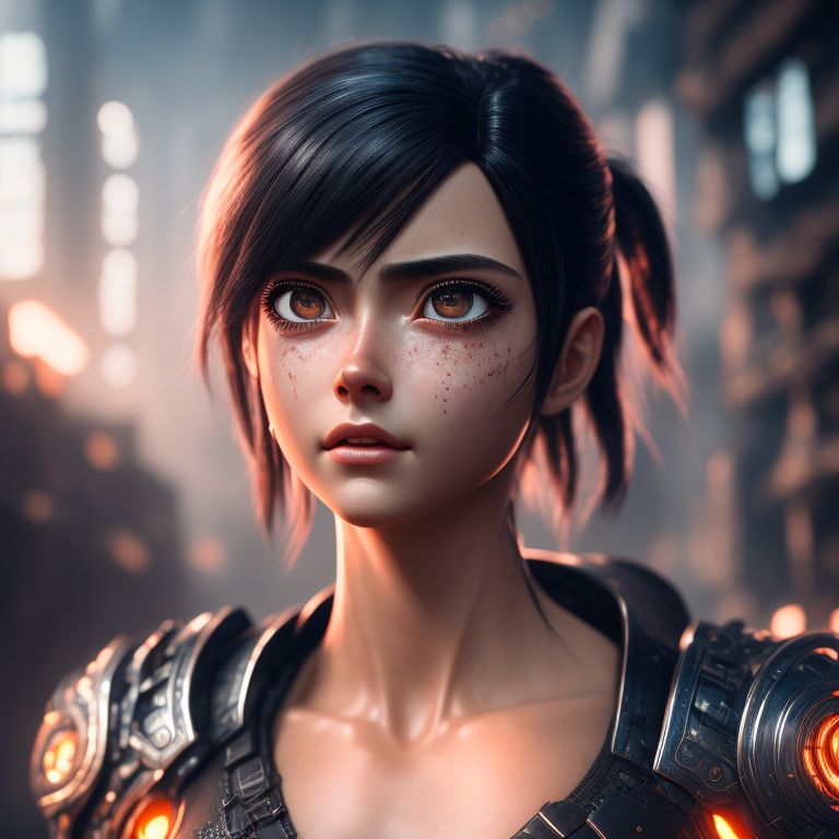 profuse-ape499: alita-like-the-mango-finely-detailed-detailed-face-toned- face-beautiful-de...owing-light-detailed-background-dynamic-angle-library-4k-hdr-perfect-eyes_ghKkyKWo_upscaled,  resembling the character from the movie 
