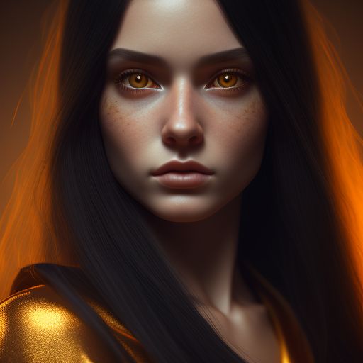 safeguanaco145 Hunter Girl with long Black hair and golden eyes