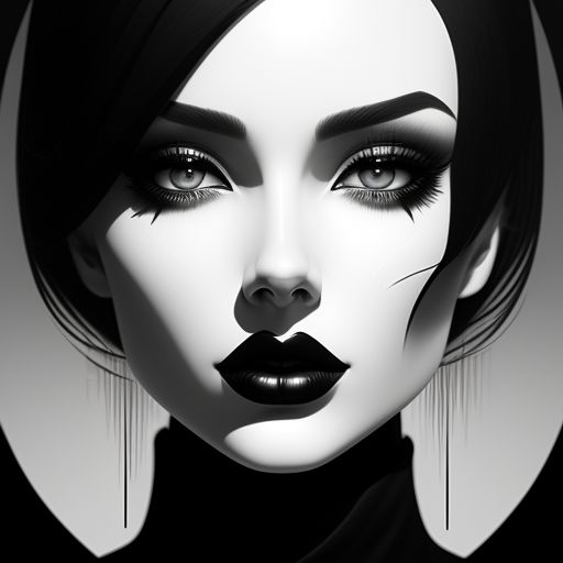 face by face, Black and white, High contrast, Minimalist, Symmetrical, Sharp focus, Eerie, Unsettling, Digital art, Artstation, trending, by loish and artgerm.