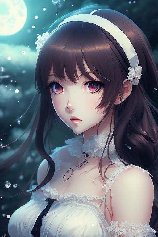 Anime Girl With Curly Brown Hair And Blue Eyes