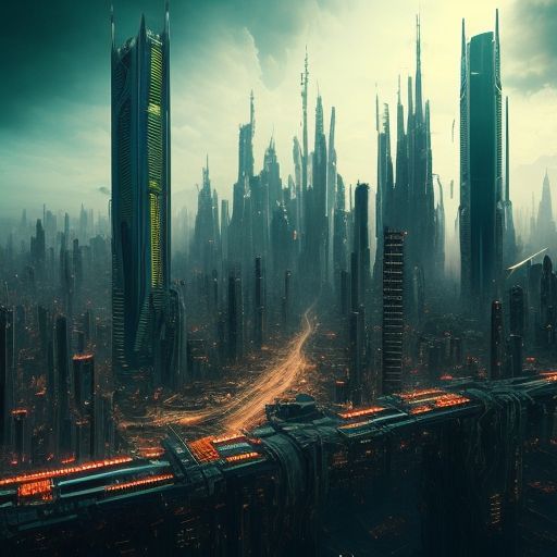 post cyberpunk cityscape