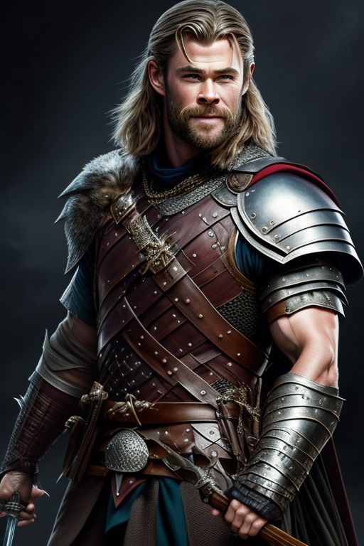 worn-shrew388: chris hemsworth as a kind knight with a large sword on ...