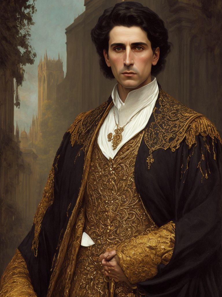 Corneliu Zelea Codreanu, painted in a realistic portrait, in the art style of ivan kramskoi, background in the art style of dante gabriel rossetti, in the art style of William Adolphe Bouguereau, background in the art style of caravaggio, background in the art style of gustave dore, palette similar to the art of roberto ferri, elden ring inspired background, dark souls inspired background, proportionate shoulders, proportionate neck, no extra fingers, no extra heads, intricately detailed clothing, intricately textured clothing, white scleras, winter colors in background, autumn colors in clothing, spring colors in face, rich shadows, deep shadows, realistic lighting, soft lighting, sculpted cheekbones, determined facial expression, resolute facial expression, serious facial expression, very finely detailed, no text, no words, no watermark, no distortions, no facial hair, no jewelry, blue eyes, no earrings, proportionate to reference image, clothing matches clothing in reference image, parted hair, gilded details in background, gothic cathedral in background, fairytale forest in background, autumn trees in background, fully clothed, fully covered chest, no extra fingers., Silver, gray whisps of clouds in background, Masculine, handsome, heroic, gallant, stern, determined, Bold, thick, serious black eyebrows, Steely, direct, focused blue eyes, Strong, defined, masculine jawline and dimpled chin, Prominent cheekbones, well-shaded cheeks, contoured cheeks, masculine body frame, masculine frame, background in the art style of rene magritte, background in the art style of salvador dali., Silver, gray whisps of clouds in background, Masculine, handsome, heroic, gallant, stern, determined, Bold, thick, serious black eyebrows, Steely, direct, focused blue eyes, Strong, defined, masculine jawline and dimpled chin, Prominent cheekbones, well-shaded cheeks, contoured cheeks, Silver, gray whisps of clouds in background, Masculine, handsome, heroic, gallant, stern, determined, Bold, thick, serious black eyebrows, Steely, direct, focused blue eyes, Strong, defined, masculine jawline and dimpled chin, Prominent cheekbones, well-shaded cheeks, contoured cheeks, Silver, gray whisps of clouds in background, Masculine, handsome, heroic, gallant, stern, determined, Bold, thick, serious black eyebrows, Steely, direct, focused blue eyes, Strong, defined, masculine jawline and dimpled chin, Prominent cheekbones, well-shaded cheeks, contoured cheeks, background painted in the art style of sandro botticelli., In the style of ivan kramskoi, In the style of ivan aivazovsky, In the style of elden ring, In the style of dark souls, In the style of castlevania, (((Dark and moody color palette))), Wintry atmosphere, White scleras, White chalk lighting shaders, Well lit face, Warm undertones to skin, Vivid emotion, Very fine charcoal outlines, Very detailed background, Turquoise eyes, Tragic hero, Traditional romanian clothing, Traditional romanian patterns in clothing, Thoughtful facial expression, Thin contour lines, Tenebrous colors in background such as navy blue and black, Symmetrical irises, Studio ghibli like background, Straight eyes forward, Straight posture, Stern eyebrows, Sorrowful eyes, Soulful eyes, Silver metal accents in clothing, Silver hues, Silver clouds in background, Silver accents, Shining with inner light, Serious mouth, Serious face, Serious eyebrows, Saintly, Saintlike, Sainthood, Sad expression, Sad eyes, Rustic background, Romantic lighting, Roberto ferri-like painting style, Ring Light Illumination , Religious, Reflective eyes, Realistically textured skin, Realistically shaded, Realistically colored, Proportionate shoulders, Proportionate neck, Prominent ears, Pink undertone to skin, Perfect posture, Pensive smile, Painted in the style of roberto ferri, Only two arms, Only two legs, Only one person in the image, Oil painting texture, Oil paint, Nostalgic and charming atmosphere, Noble soul, No stretching, No multiple adam's apple on neck, No jewelry, No hat, No facial hair, No extra heads, No extra fingers, No disortions, Neoclassicism art style, Neo-Romanticism style, Navy blue background color, Natural skin textures, Mythical, Moon-kissed skin, Moon lighting, Misty background, Matte black canvas background, Matching scleras, Matching pupils, Matching irises, Lush illumination, Lush scenery, Looks into camera, Looking at the camera, Look into camera, Light reflections, Leather armor, Layered background, Intricate stich details in clothing, Intricately detailed black wool clothing texture, Intricately detailed emerald green velvet clothing texture, Intricately detailed white silk clothing texture, Intelligent, Incredibly high detailed , Highly Detailed Face, Hermeticism, Heavenly, Halo effect, Haloed, Halo, Grecian nose, Gothic romanticism, Gothic graveyard in background, Gothic cathedral in background, Gothic background, Golden lines, Golden light, Gold leather armor, God's light, God rays, Gilded tones, Gilded hues, Gilded details in clothing, Fully colored, Fully colored border, Fine black charcoal lines, Fierce, Facial pores, Facial details are clearly visible, Eye reflections, Extremely detailed background, Extremely detailed clothing textures, Even complexion, Esoteric, Elaborately detailed background, Dramatic shadows, Normal proportions, Somber, Occult, Mystical, Melancholic, Gothic, Dark fantasy, Dark academia, Atmospheric, Illustration, Autumn palette, Cold color palette, Young looking, Youthful complexion, No stretching, No hat, Riveting eyes, Handsome features, Facial features like a roman statue, Grecian nose, Oval face, Prominent ears, Broad shoulders, Lush red foilage in background, Silver, gray whisps of clouds in background, Just one head, Corneliu zelea codreanu, Masculine, handsome, heroic, gallant, stern, determined, Carpathian forest background, Transylvanian forest background, Bold, thick, serious black eyebrows, Steely, direct, focused blue eyes, Strong, defined, masculine jawline and dimpled chin, Prominent cheekbones, well-shaded cheeks, contoured cheeks, Elegant pianists fingers, Dark souls like armor, Elden ring like armor, Dark souls setting, Elden ring setting, Bloodborne setting, Bloodborne like background, Bloodborne like armor, Drawn in the style of castlevania vampires, Ornately detailed elden ring like armor, Ornately detailed dark souls like armor, Ornately detailed bloodborne like armor, Inspired by soulslike games, Inspired by elden ring, Inspired by dark souls, Inspired by bloodborne, Witcher like armor, Witcher like background, Proportionate head, Black cloak, Colored lines, Armored, Tragic hero, Heroic and tragic, Canonization, Glory, In the style of witcher 3, Elden ring atmosphere, Dark souls iii atmosphere, Bloodborne atmosphere, Locations from elden ring in background, Locations from dark souls iii in background, Locations from bloodborne in background, Realistic face, Realistic facial features, Realistic bodily proportions, Wide shoulders, Inspired by elden ring concept art, Inspired by dark souls iii concept art, Inspired by bloodborne concept art, Textures from elden ring, Textures from bloodborne, Textures from dark souls iii, Face reference corneliu zelea codreanu, Resembles corneliu zelea codreanu, Face of corneliu zelea codreanu, Wearing a black cloak, Black cloak, Dressed in ornate armor