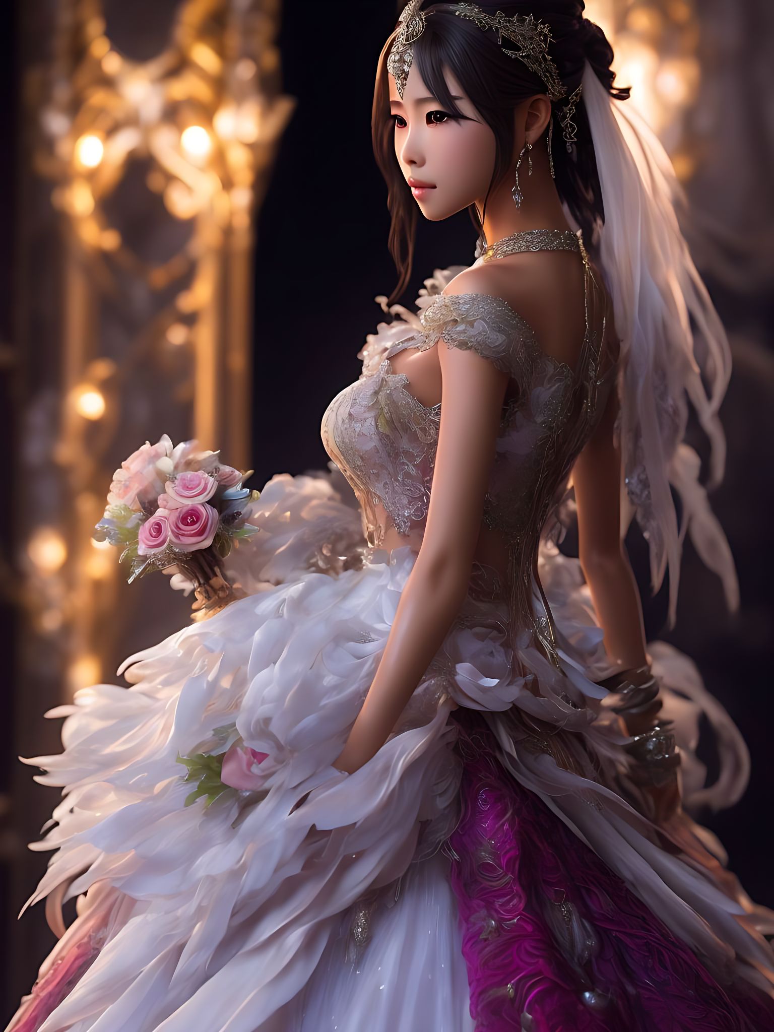 anime, fantasy, wedding, cute