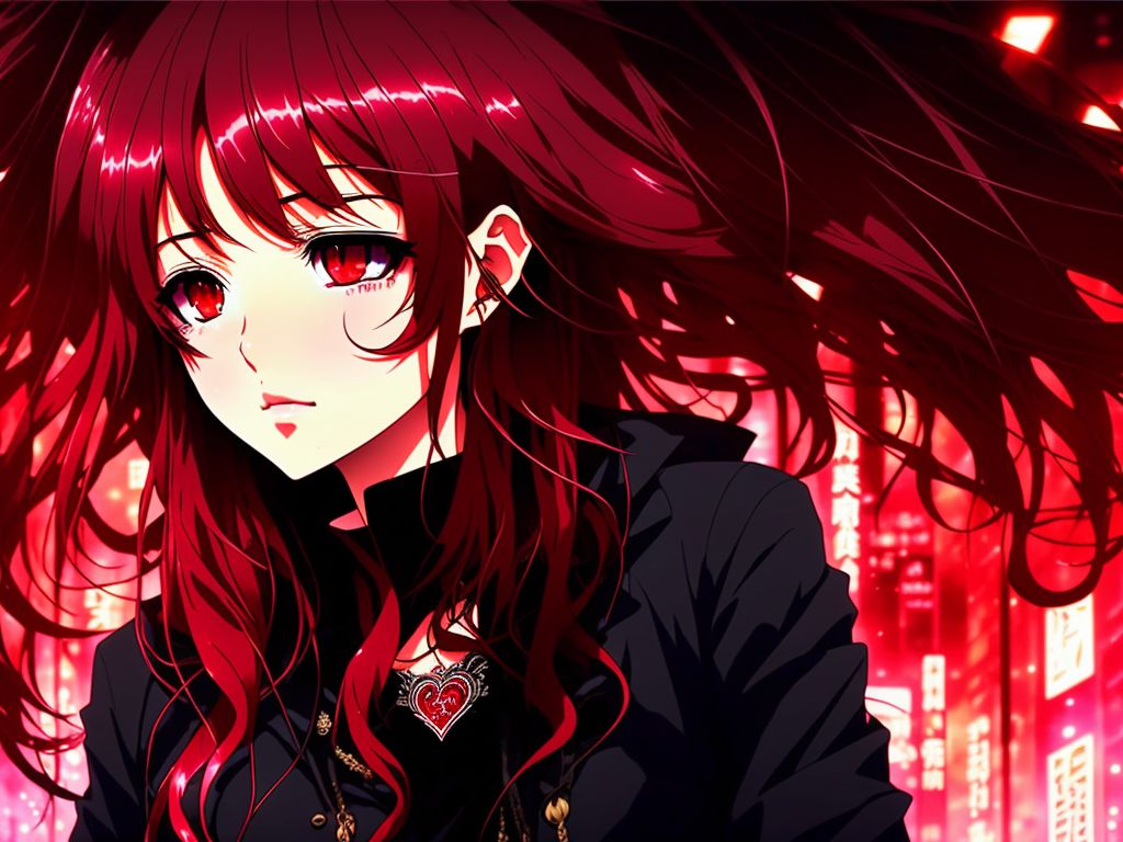 Anime Girl With Curly Red Hair And Brown Eyes