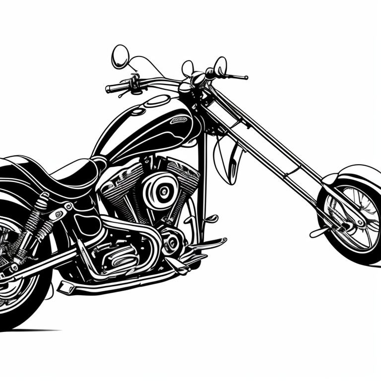 chopper motorcycle drawing