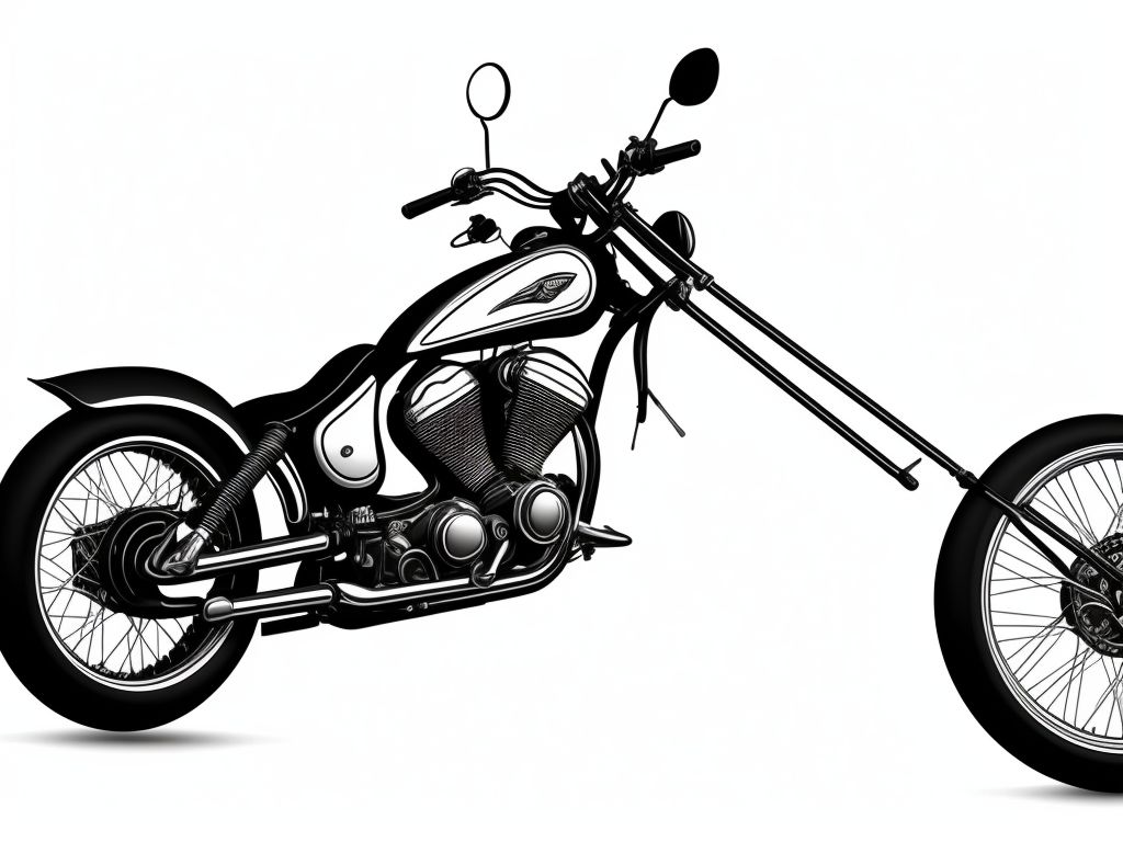 chopper motorcycle clipart black and white
