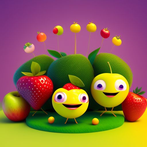 robust-cat57: cute characters with big eyes of banana, apple, grape ...