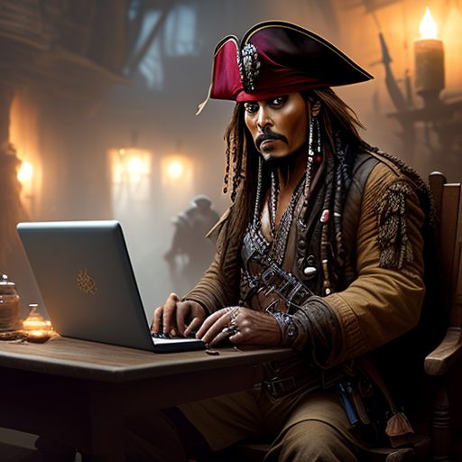 wooden-cod577: jack sparrow using a laptop