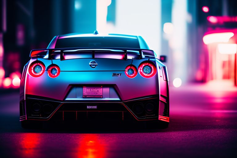 cool-chamois677: Nissan GTR, cyber punk, city, neon, 4k