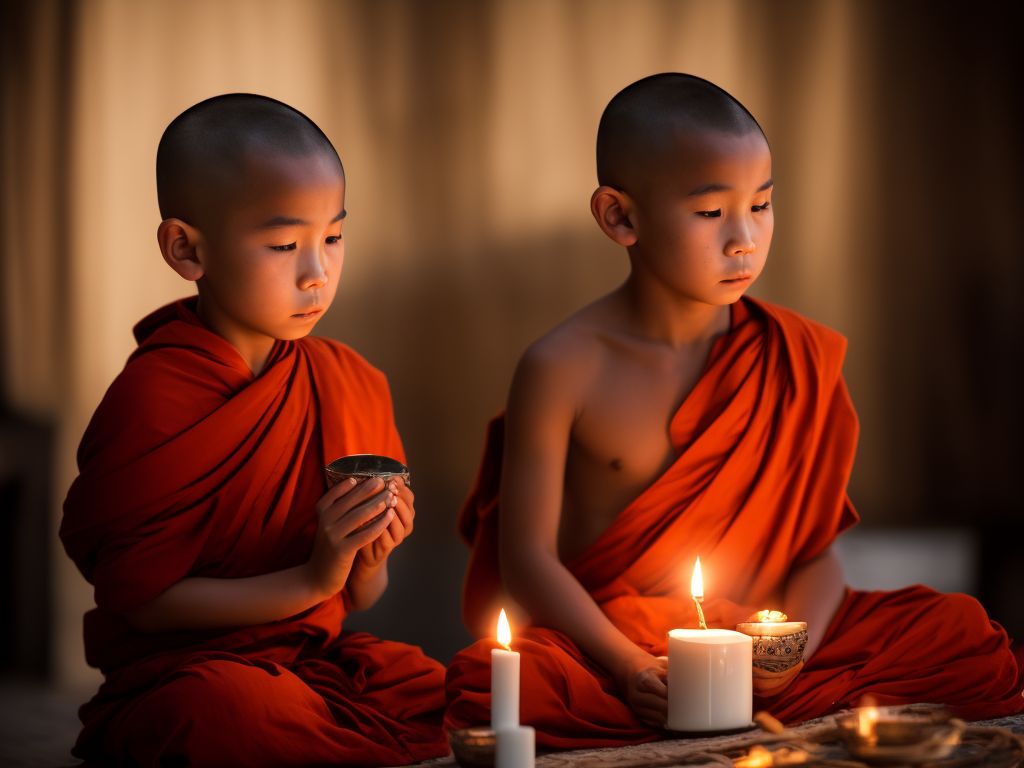 young buddhist monks studying