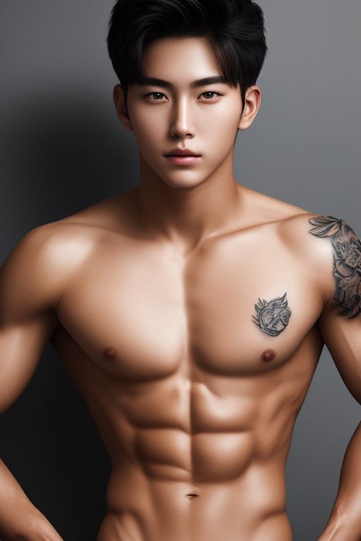 Gecko: A handsome young asian man with blue eyes, an athletic body